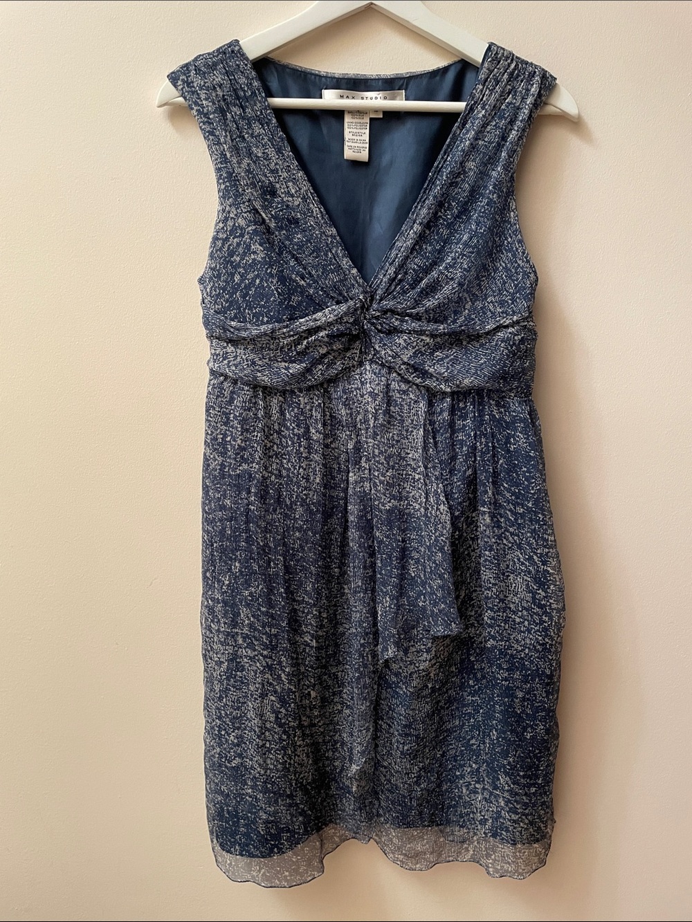 Max Studio 100% Silk Knot-Front Mini Dress